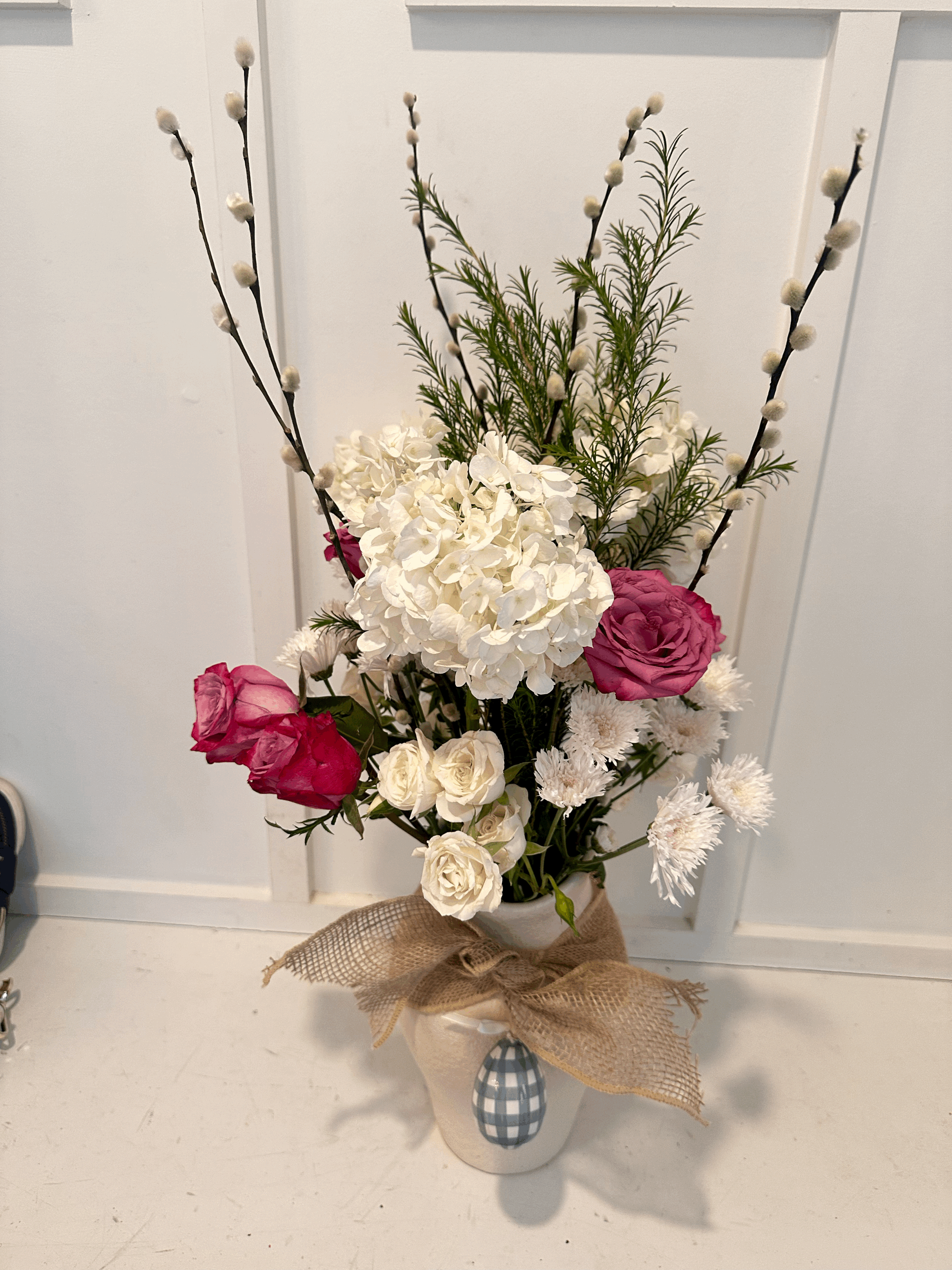 Beautiful White Flowers in a Ceramic Vase