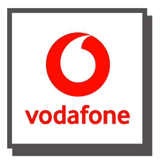 Vodafone logo with red speech bubble and lowercase red 'vodafone' text on a white background.