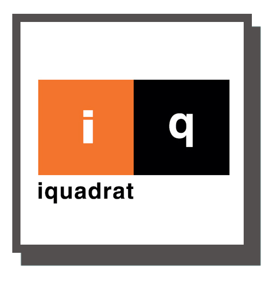 Image showing the parts of a square with labeled rectangles: an orange labeled 'i' and a black labeled 'q', with the word 'iquadrat' below.