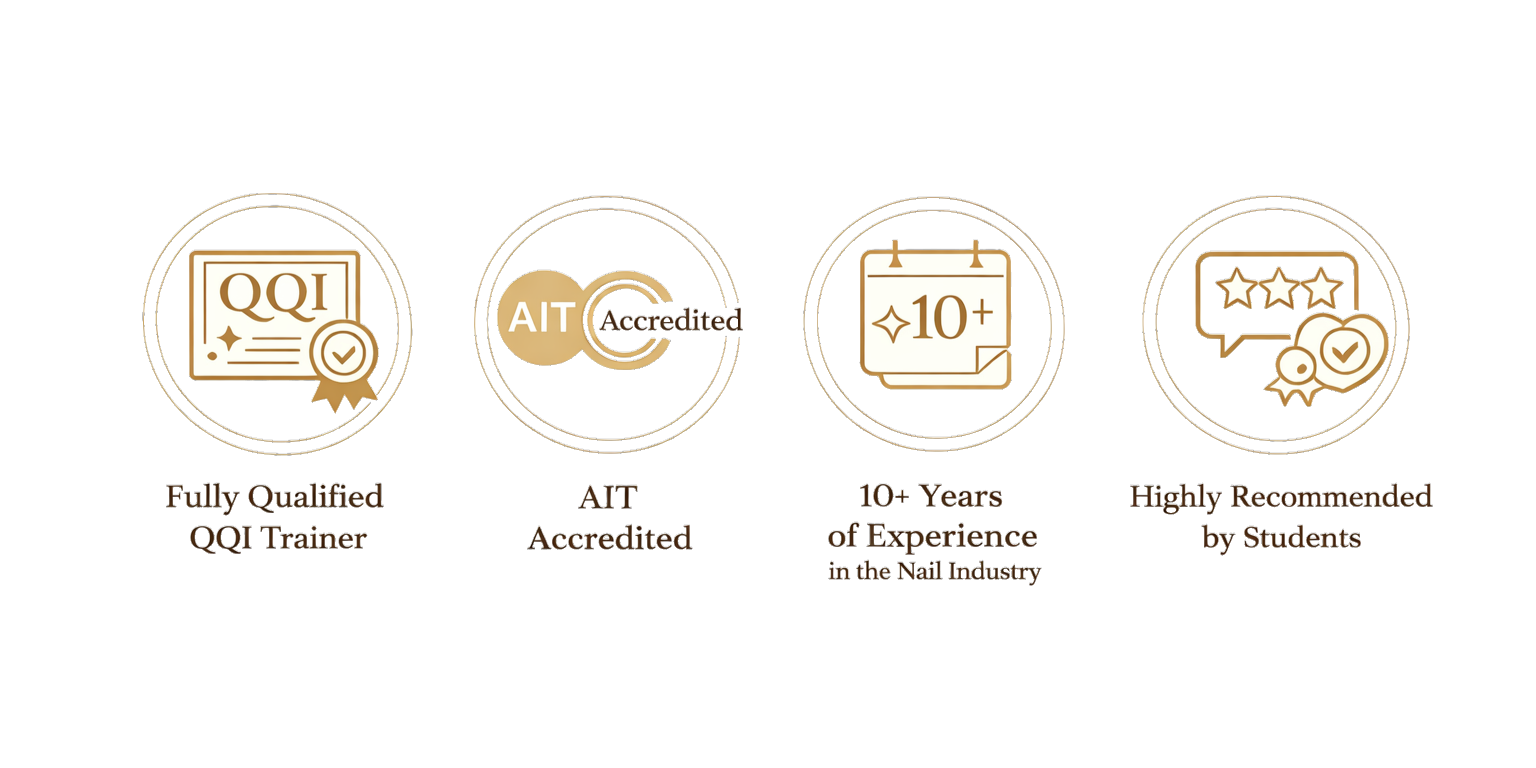 Infographic highlighting qualifications including Fully Qualified IQA Trainer, AIT Accredited, 10+ Years of Experience, and Highly Recommended by Students.