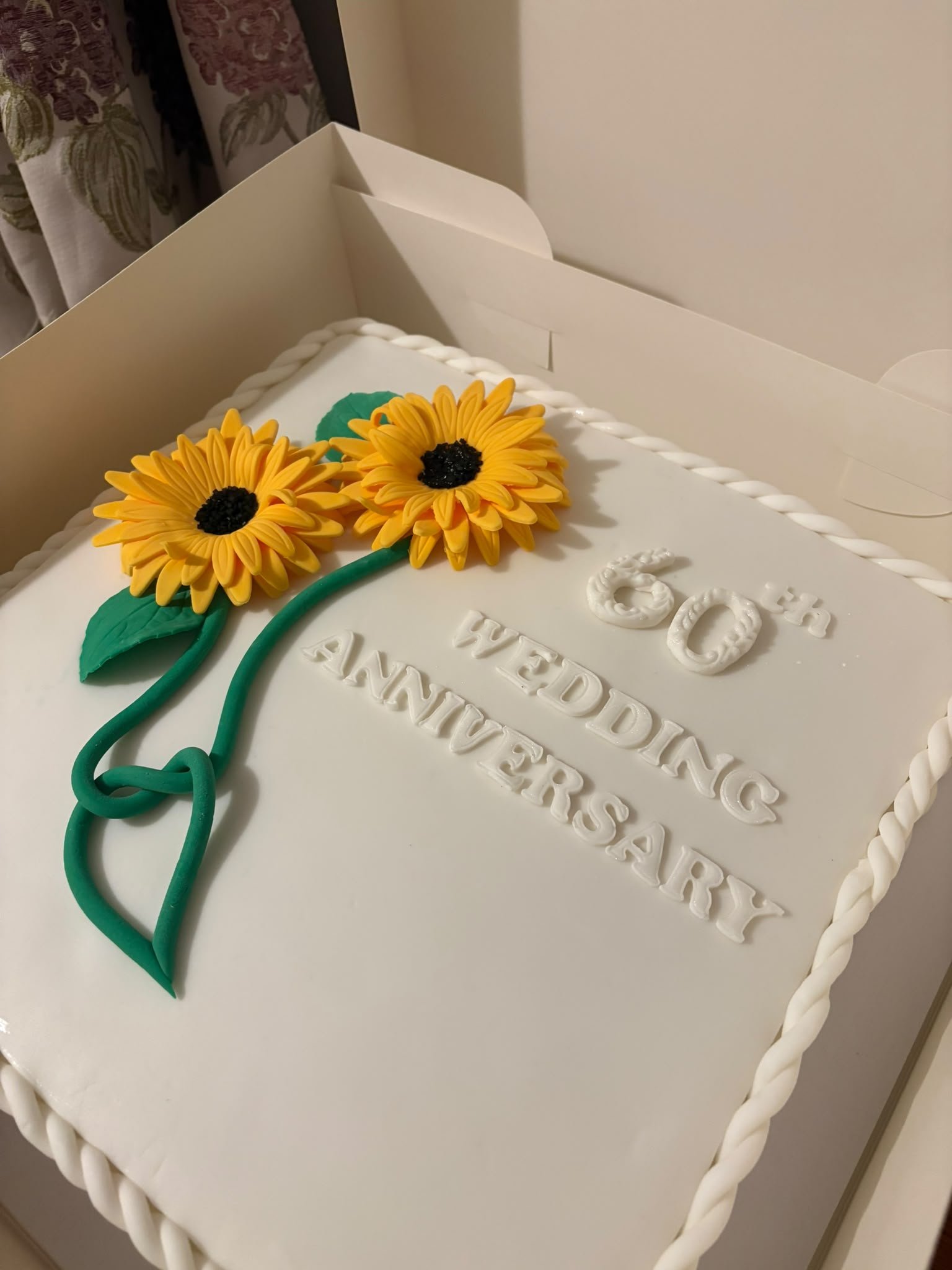 Sunflowers at 60 celebration cake