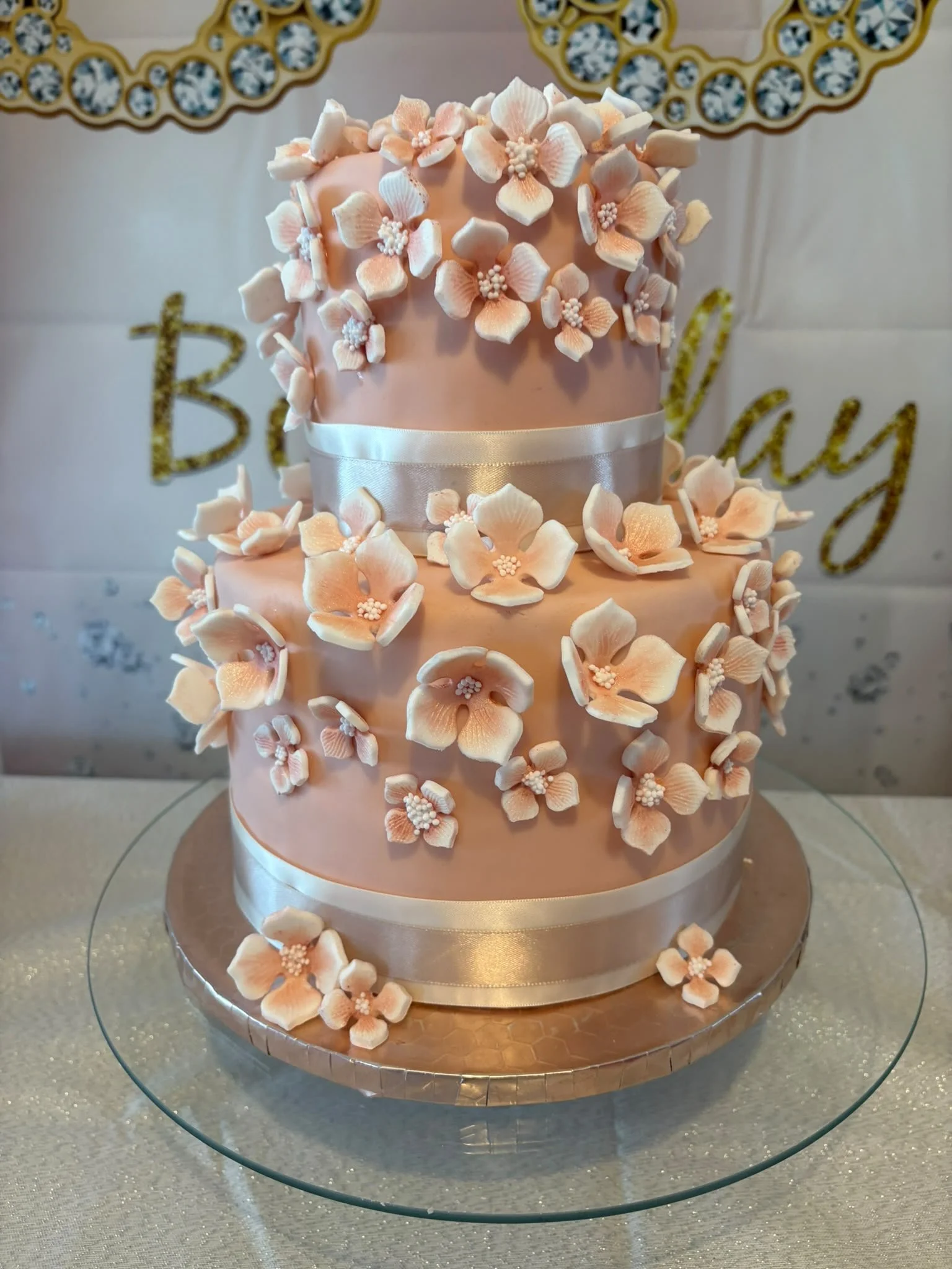 Pink Blossoms celebration cake