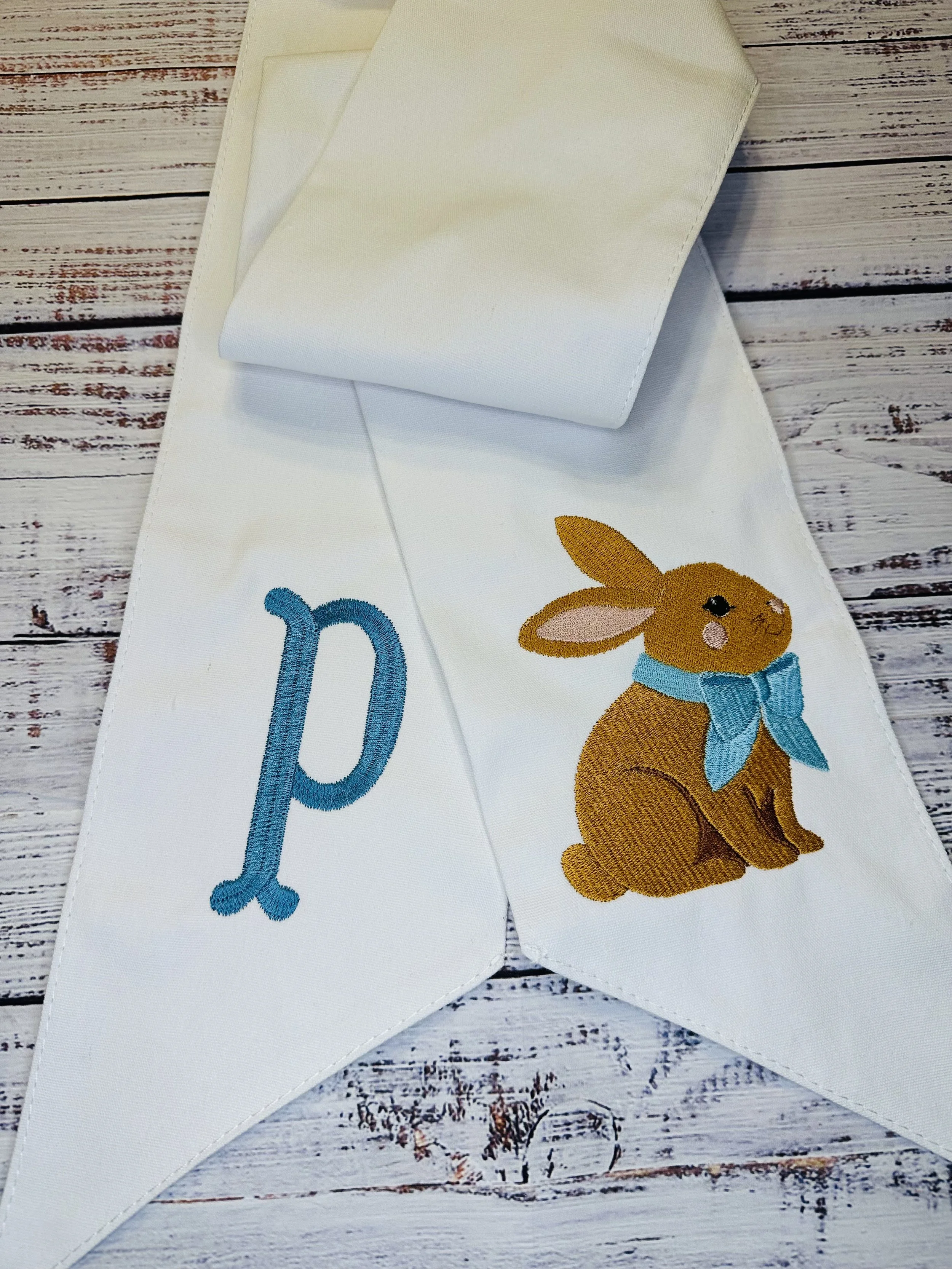 Embroidered Wreath Sash - Easter Bunny