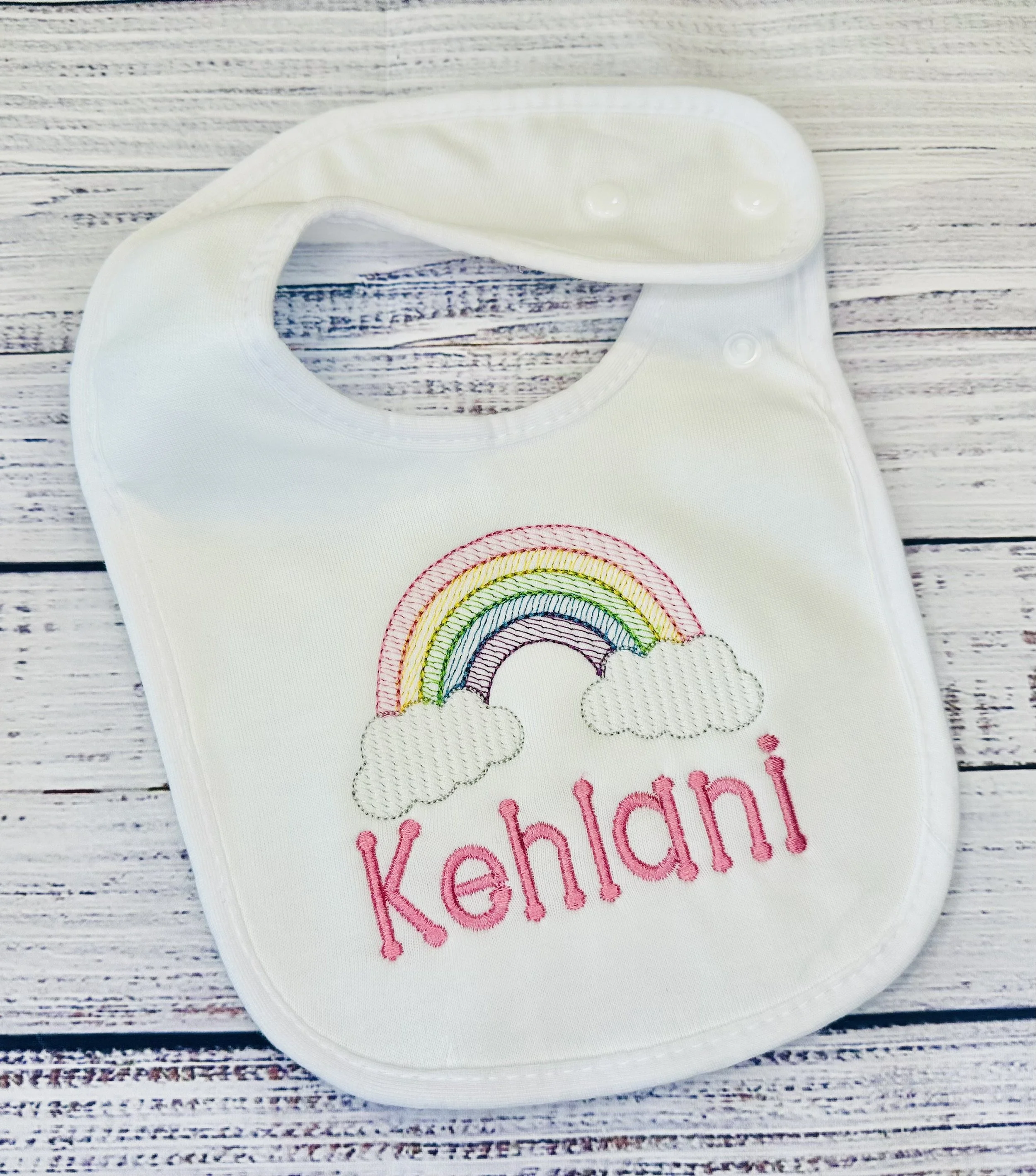Embroidered Bib - Rainbow