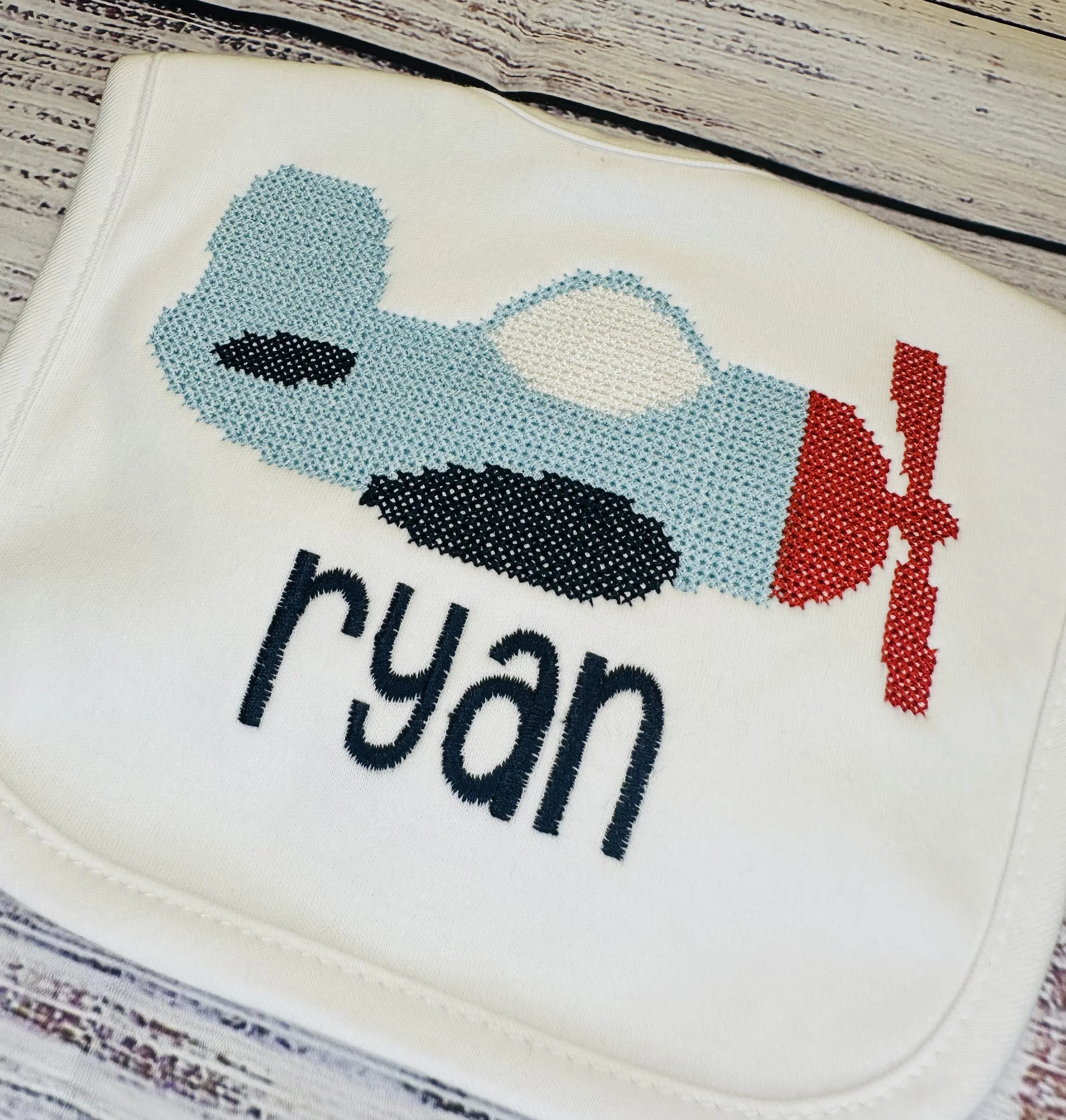 Embroidered Bib - Airplane