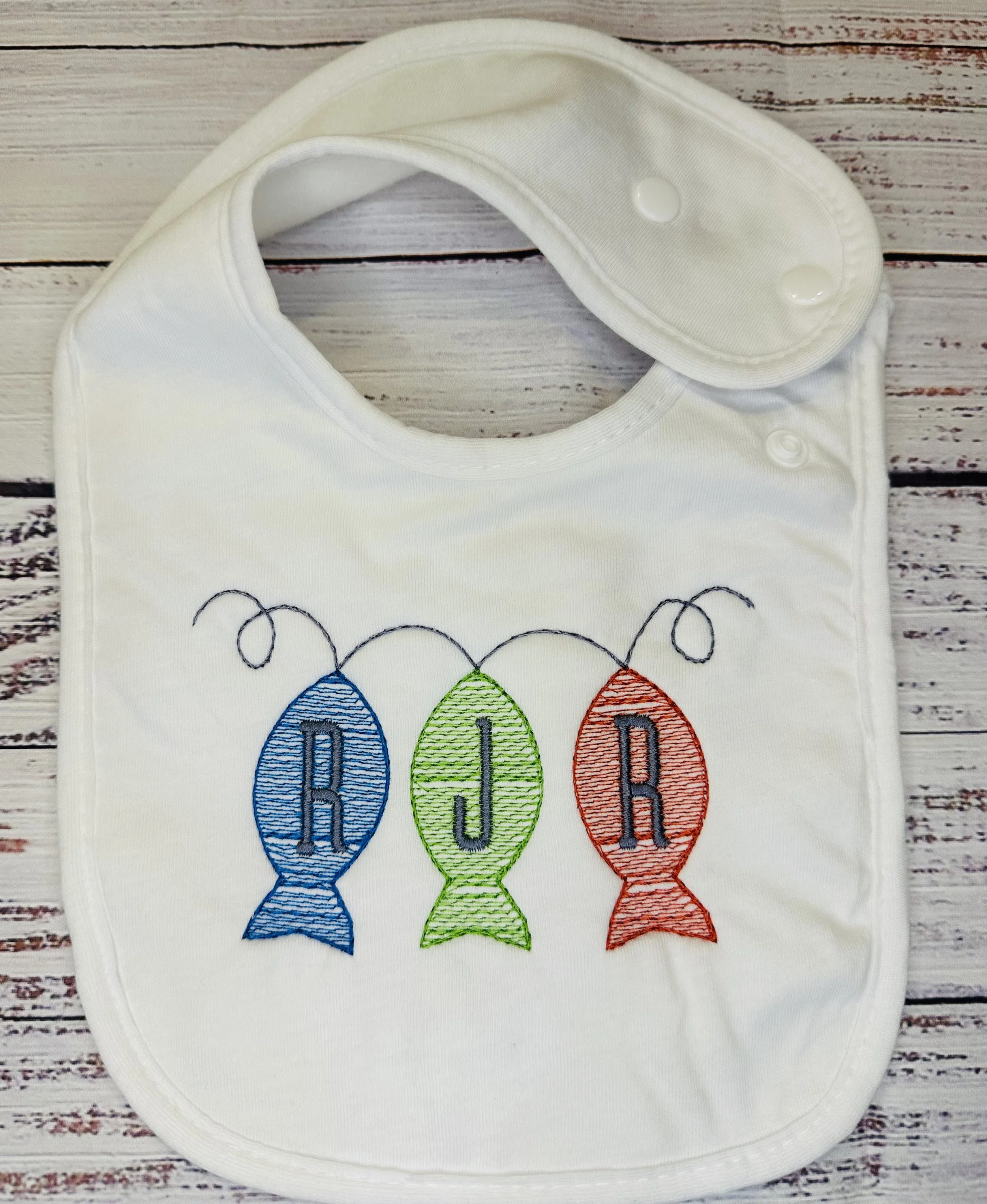 Embroidered Bib - Fish