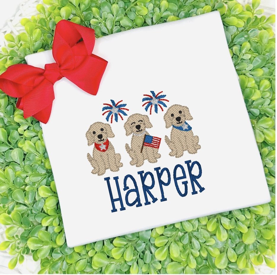 July 4  - Patriotic Puppy Trio