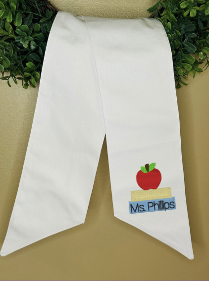 Embroidered Wreath Sash - Back to School
