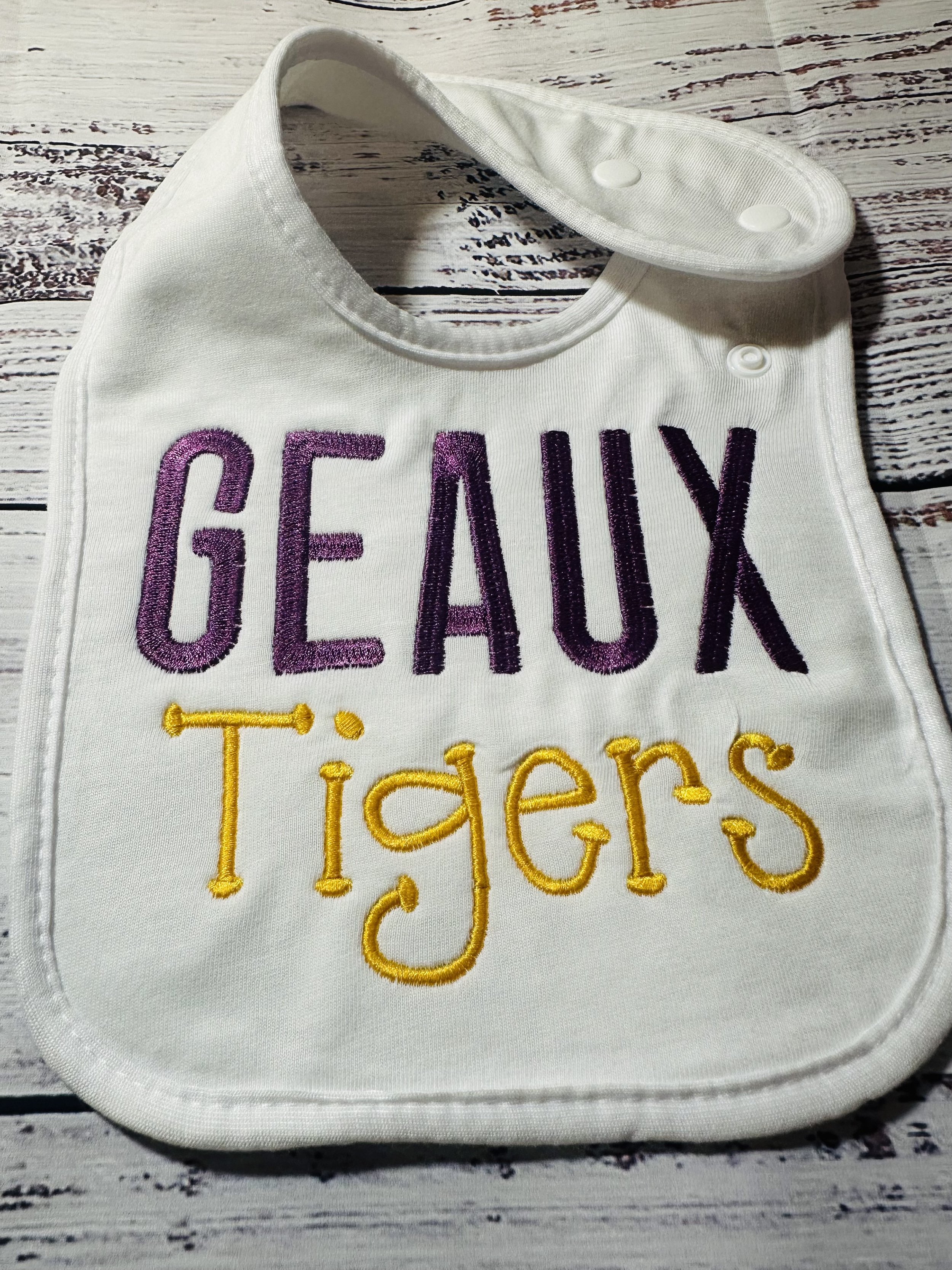 Embroidered Bib - GEAUX Tigers
