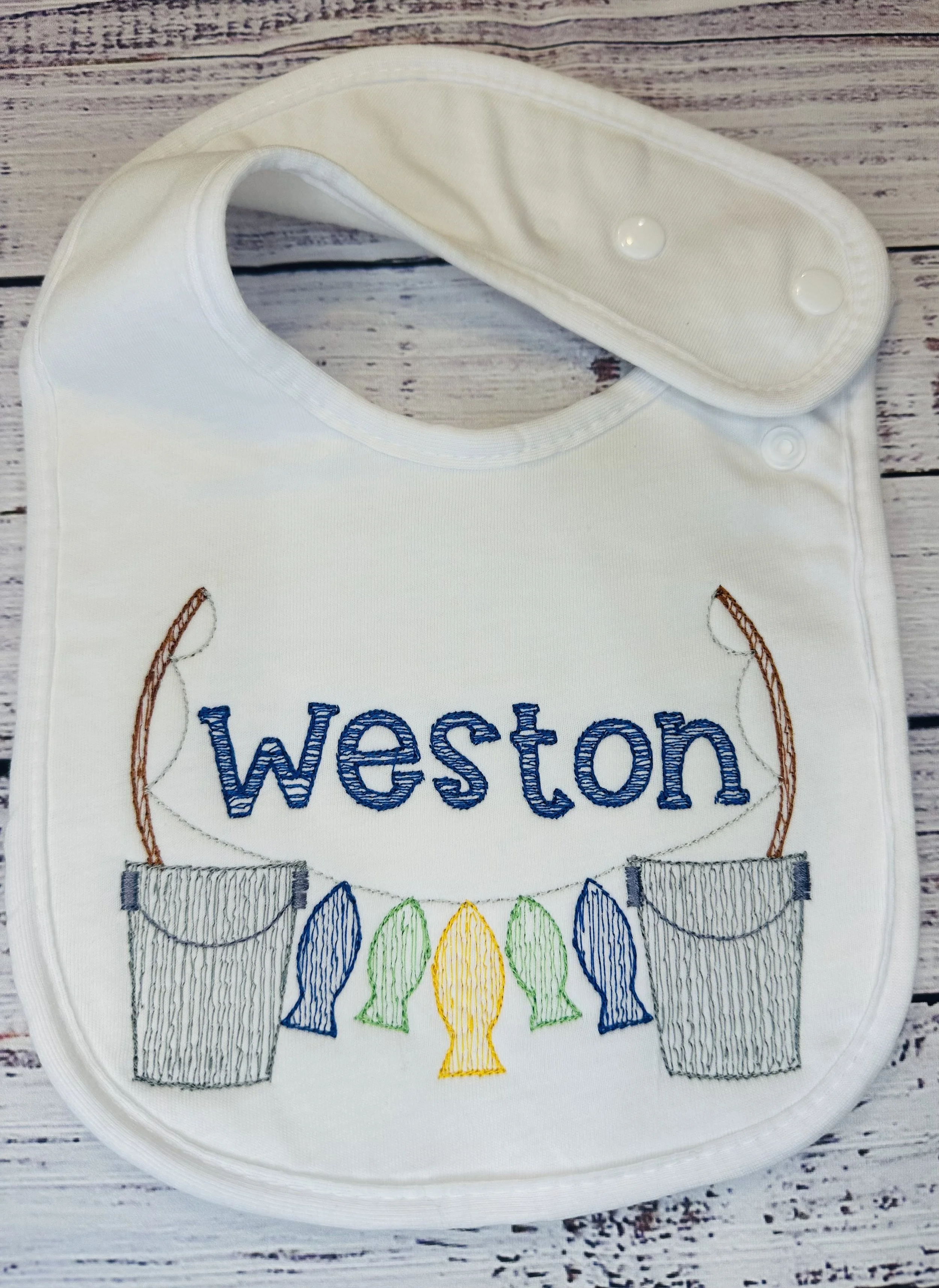 Embroidered Bib - Fishing
