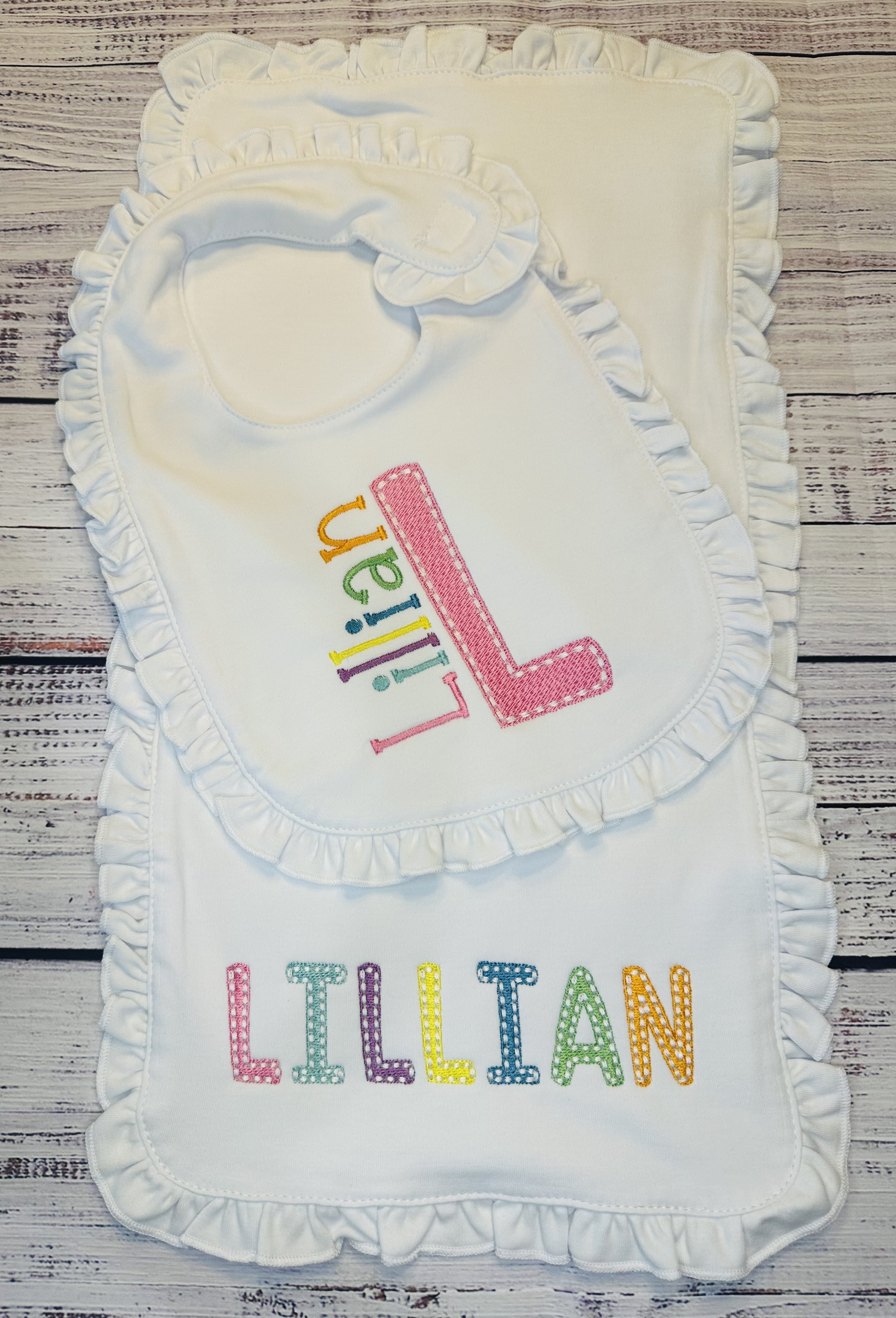 Embroidered Bib - Initial w/ Name