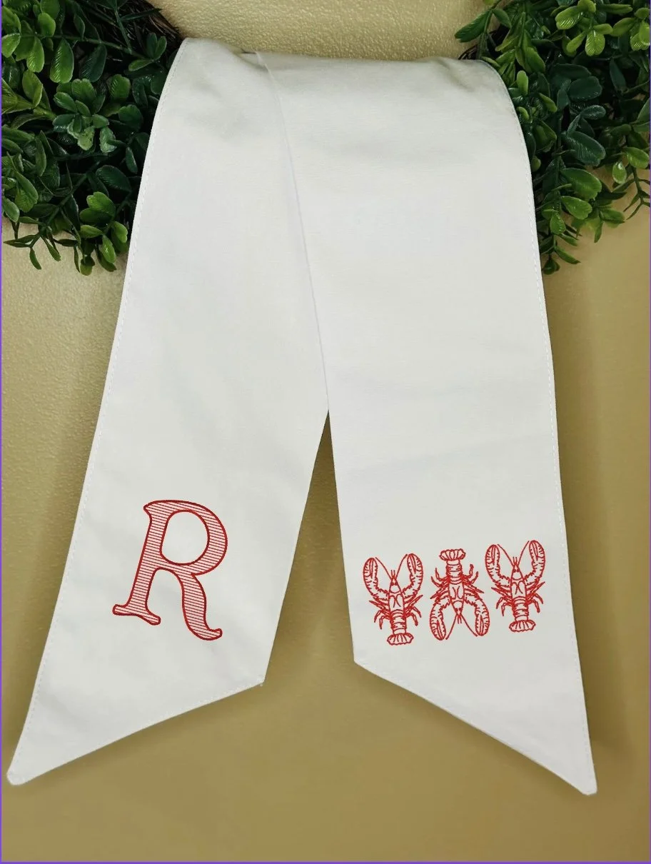 Embroidered Wreath Sash - Summer - Crawfish Trio Sketch