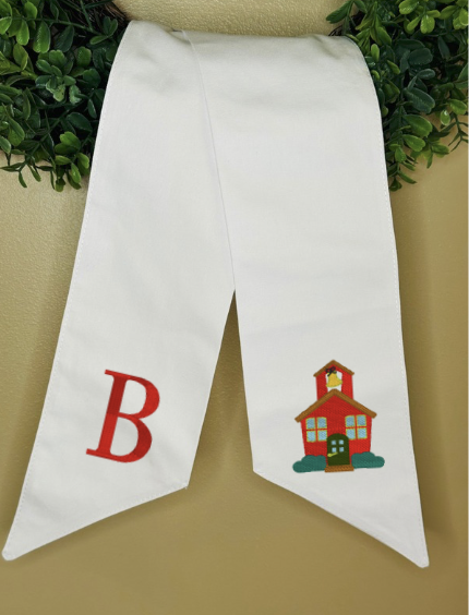 Embroidered Wreath Sash - Back to School
