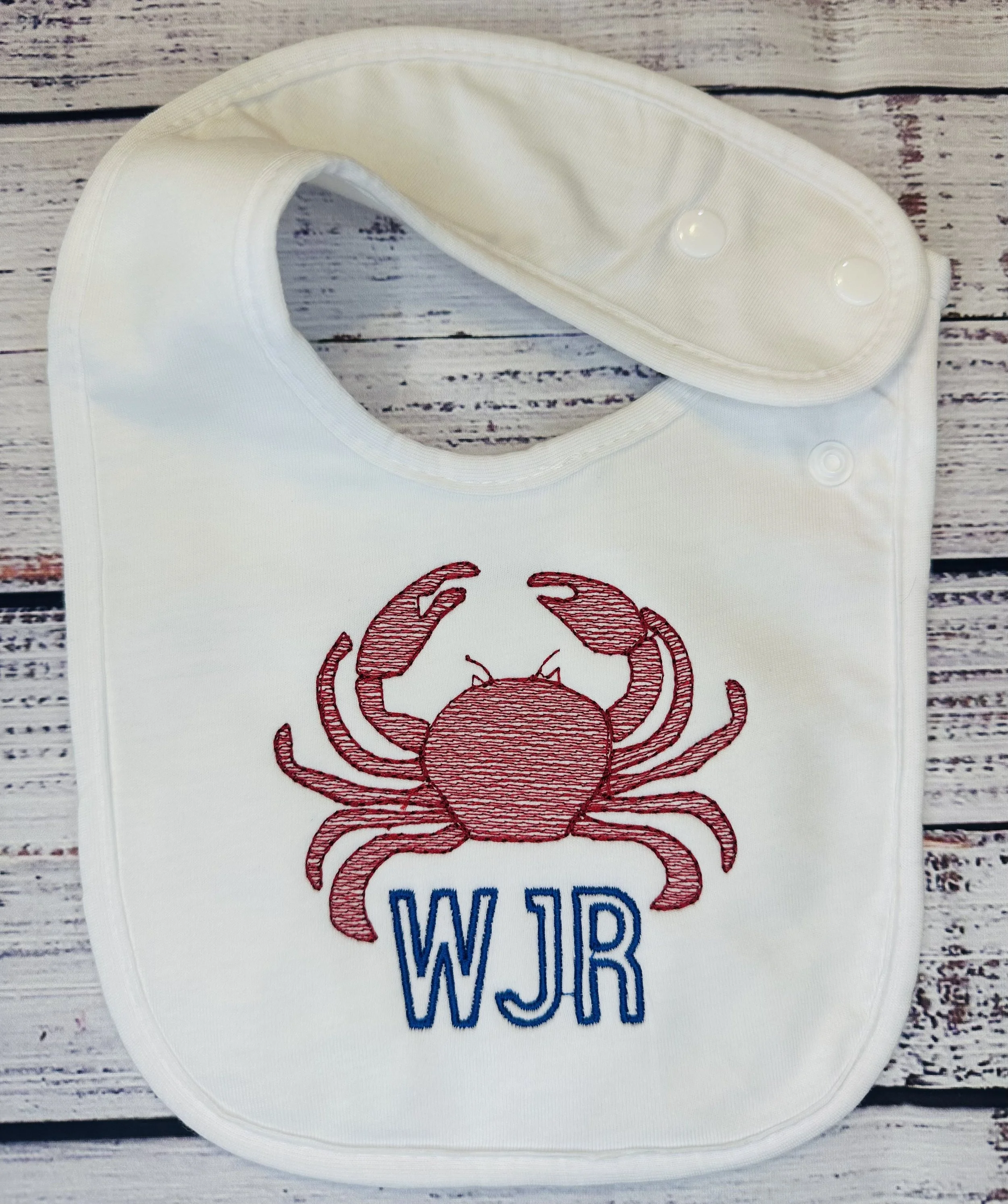Embroidered Bib - Crab