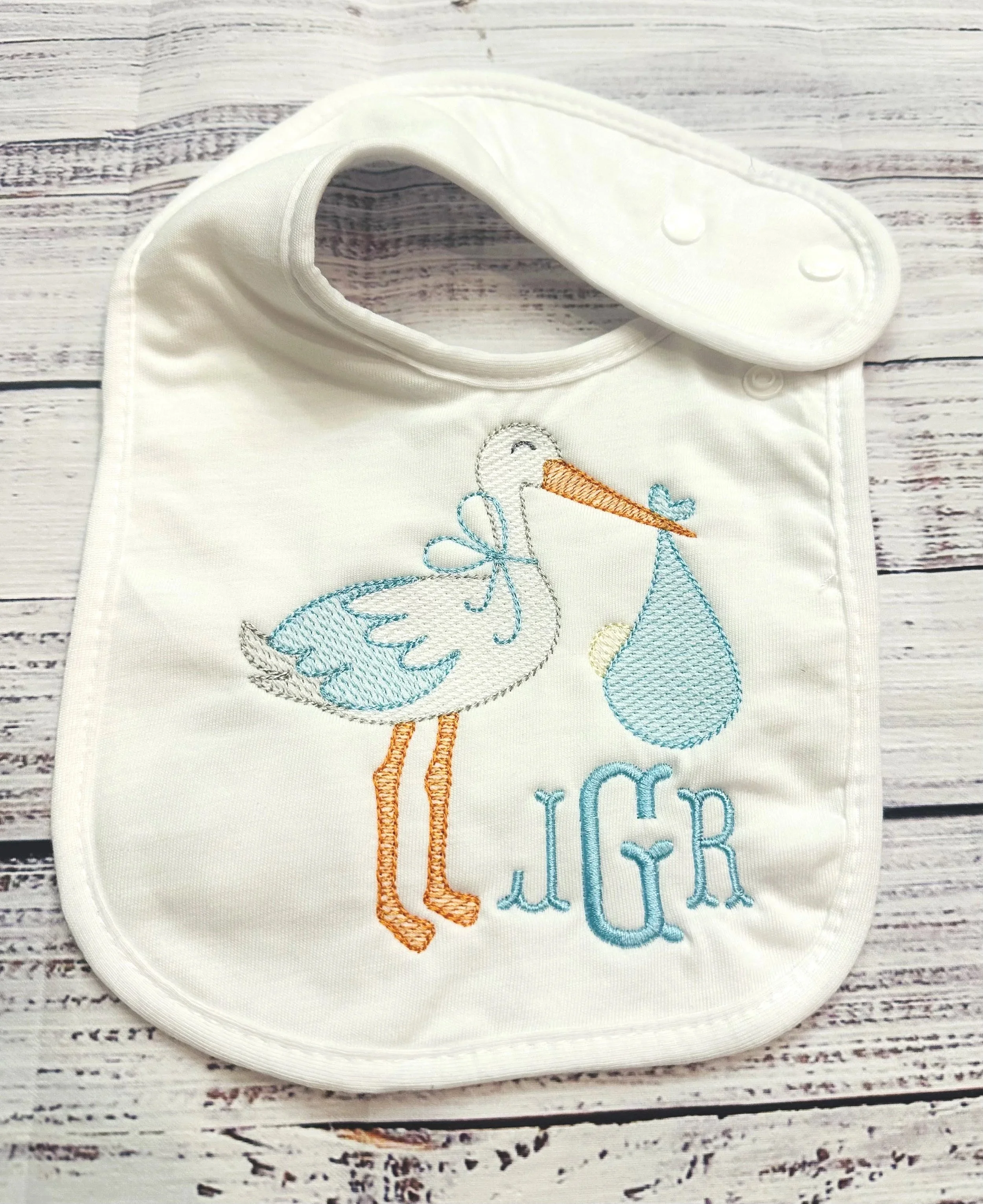 Embroidered Bib -Stork