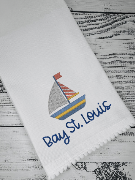 Tea Towel - Hometown Series - Sailboat, Bay St. Louis