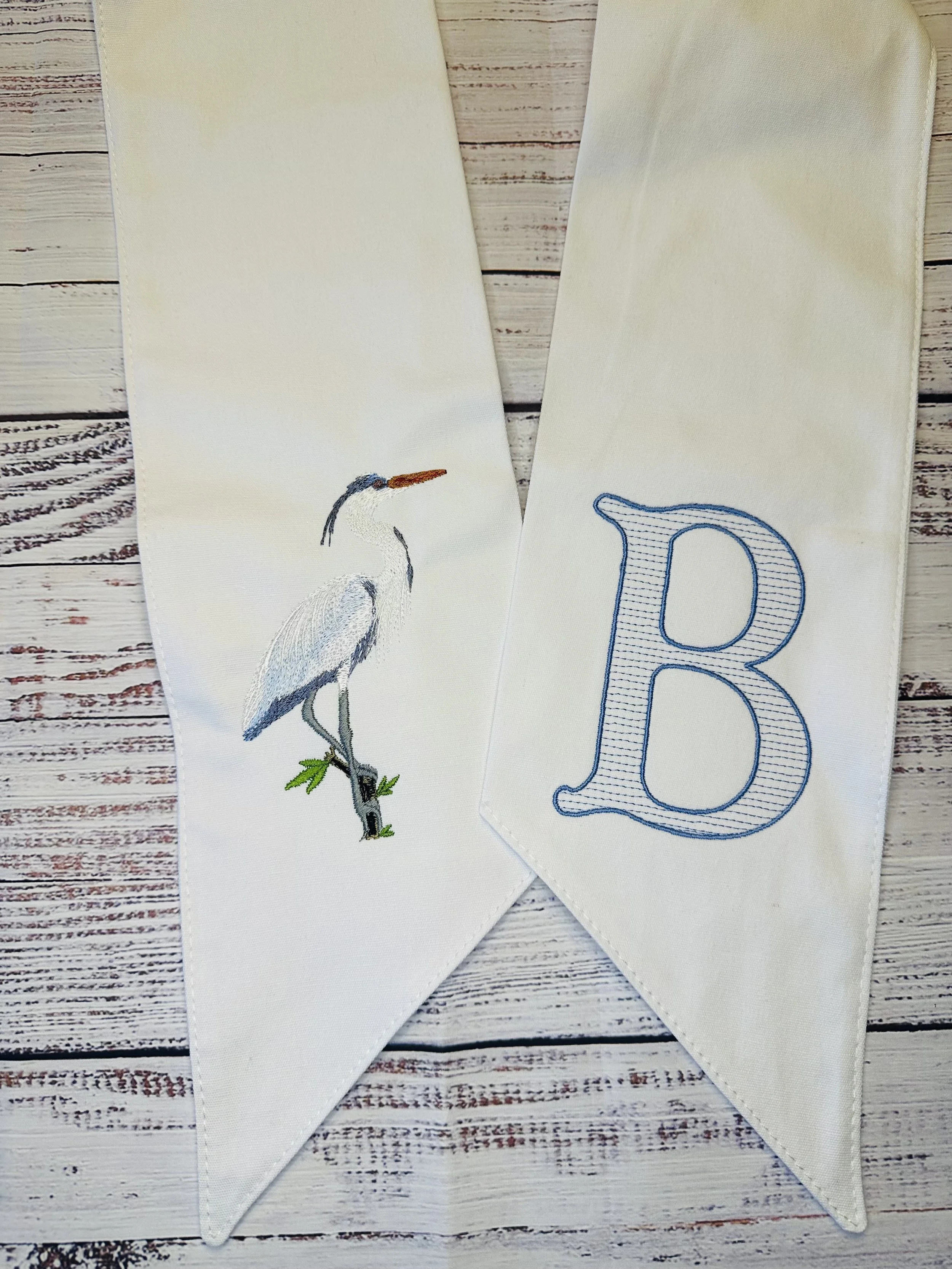 Embroidered Wreath Sash - Heron