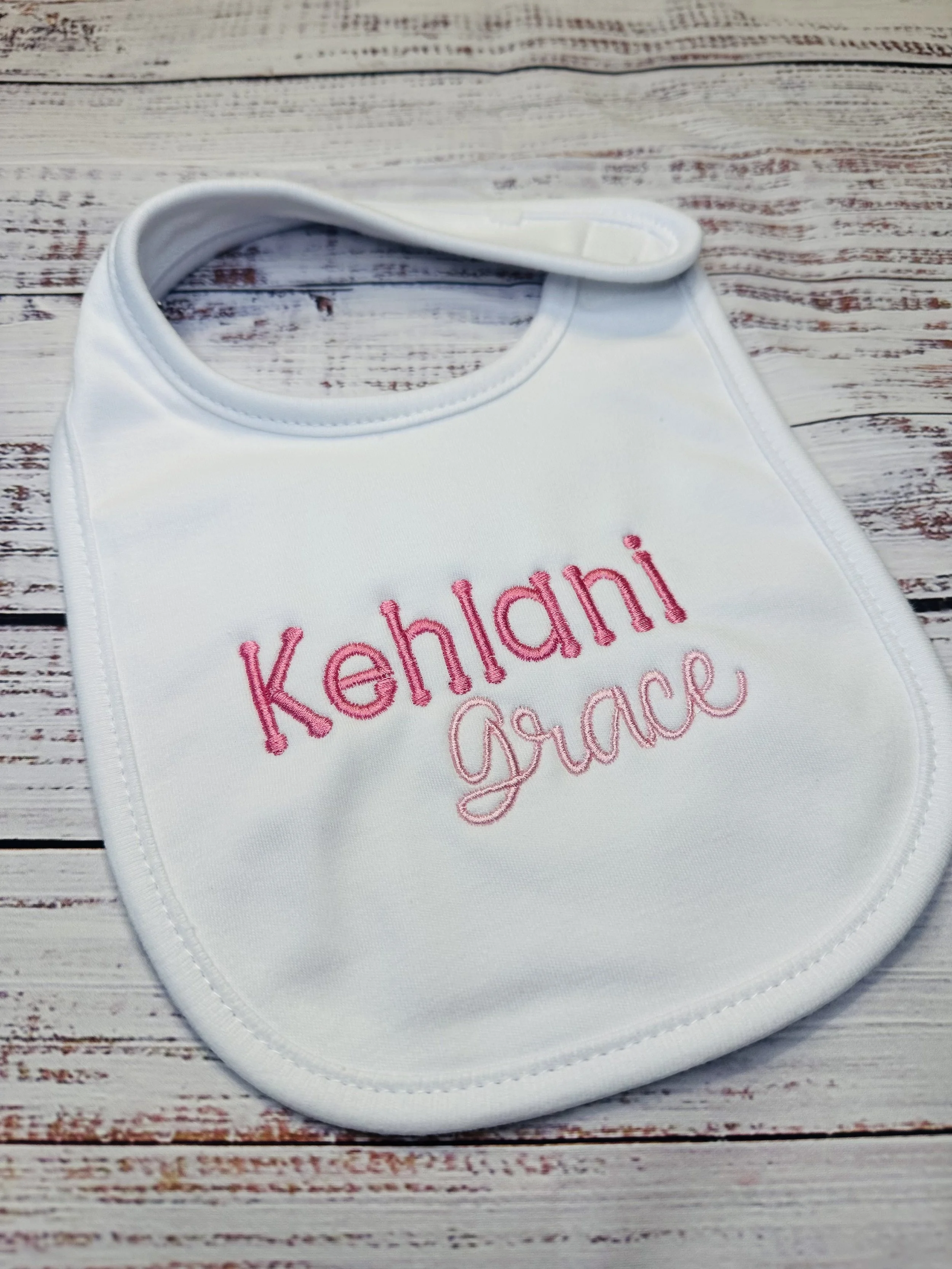 Embroidered Bib - personalized for baby