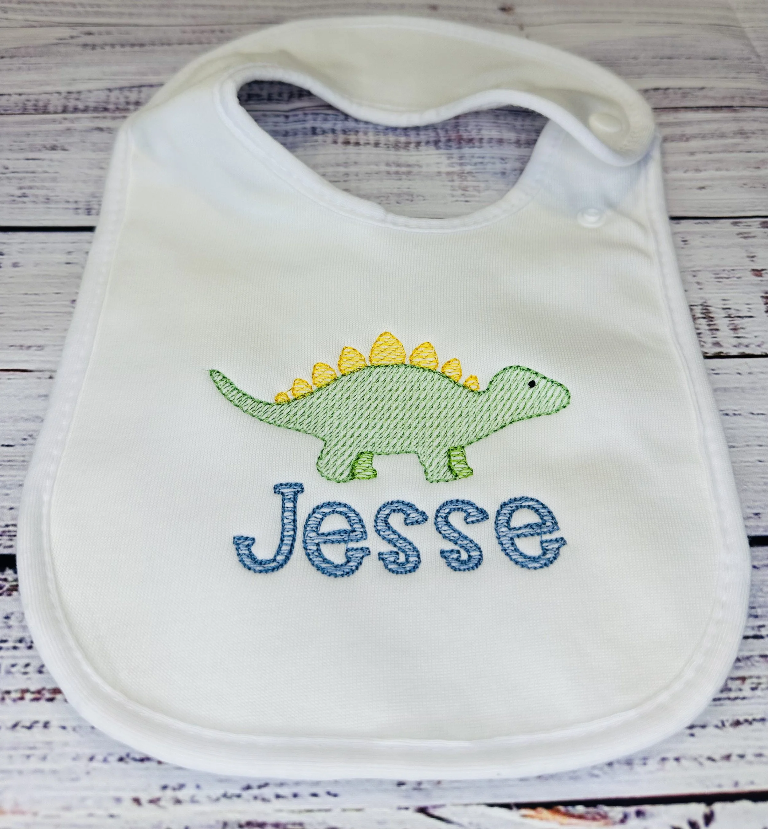 Embroidered Bib - Dinosaur