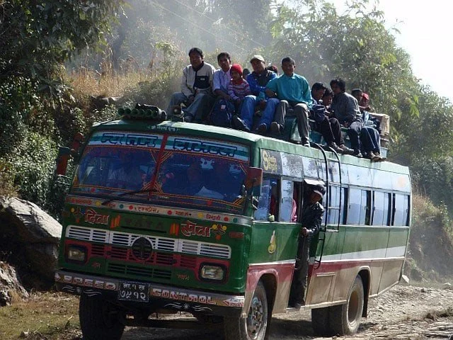 Crowded Nepali bus 
Source: The Express Tribune