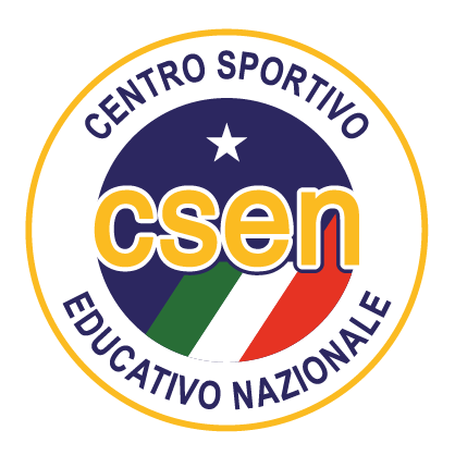 Logo of Centro Sportivo Educativo Nazionale with a star, green, white, red stripes, and the text 'csen'.