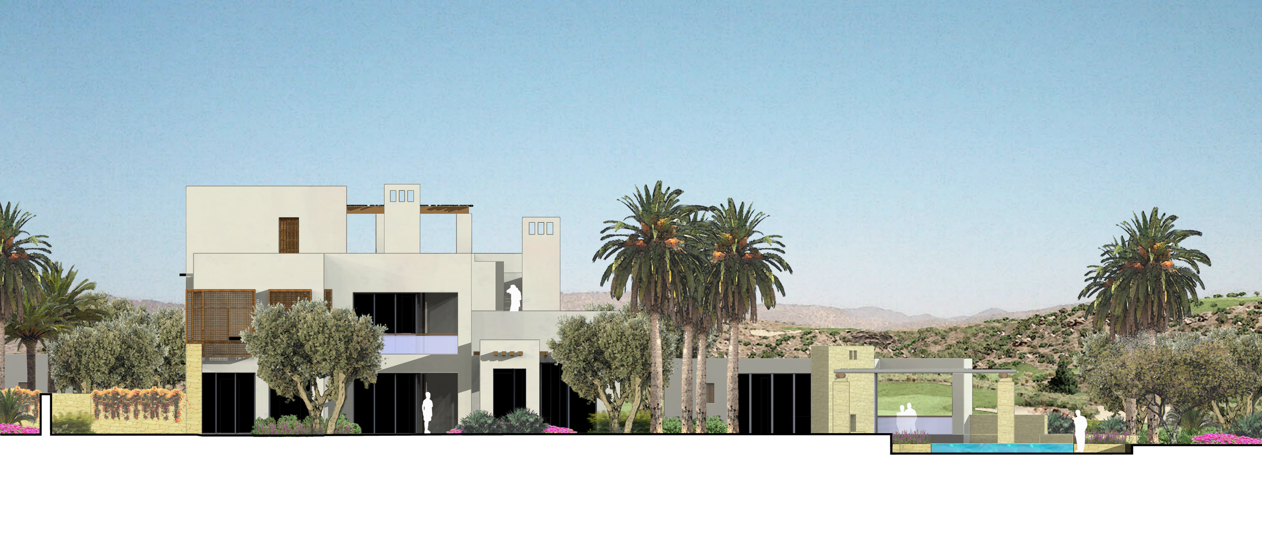 A section/elevation of a high end hotel villa