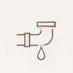Simple line drawing of a water faucet dripping water