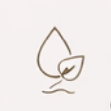 Line drawing of two leaves, one larger and one smaller, with a wave beneath them.