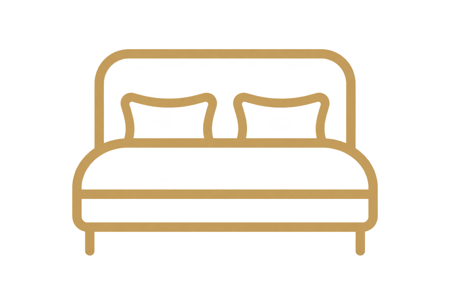 A faint outline of a vintage sofa with two cushions and curved armrests, seen from the front.