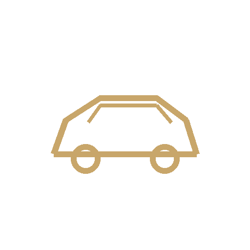 Line drawing of a car on a black background.