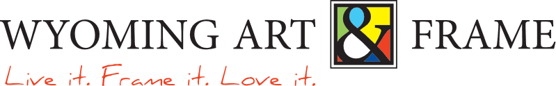 Logo for Wyoming Art & Frame with the tagline 'Live it. Frame it. Love it.'