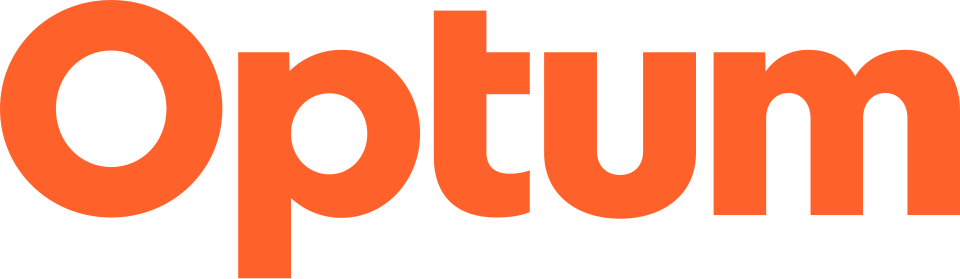The word "Optum" in bold, orange letters on a black background.