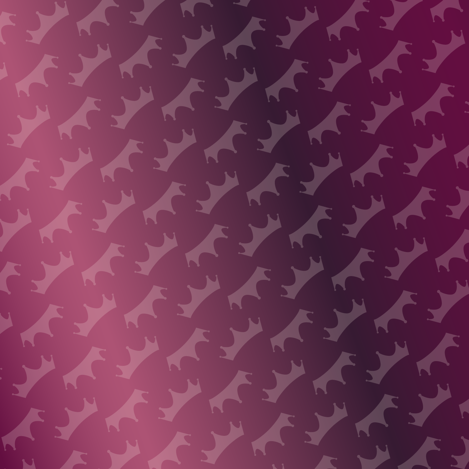 Pattern of small, stylized, purple crowns on a wave-like, gradient purple background