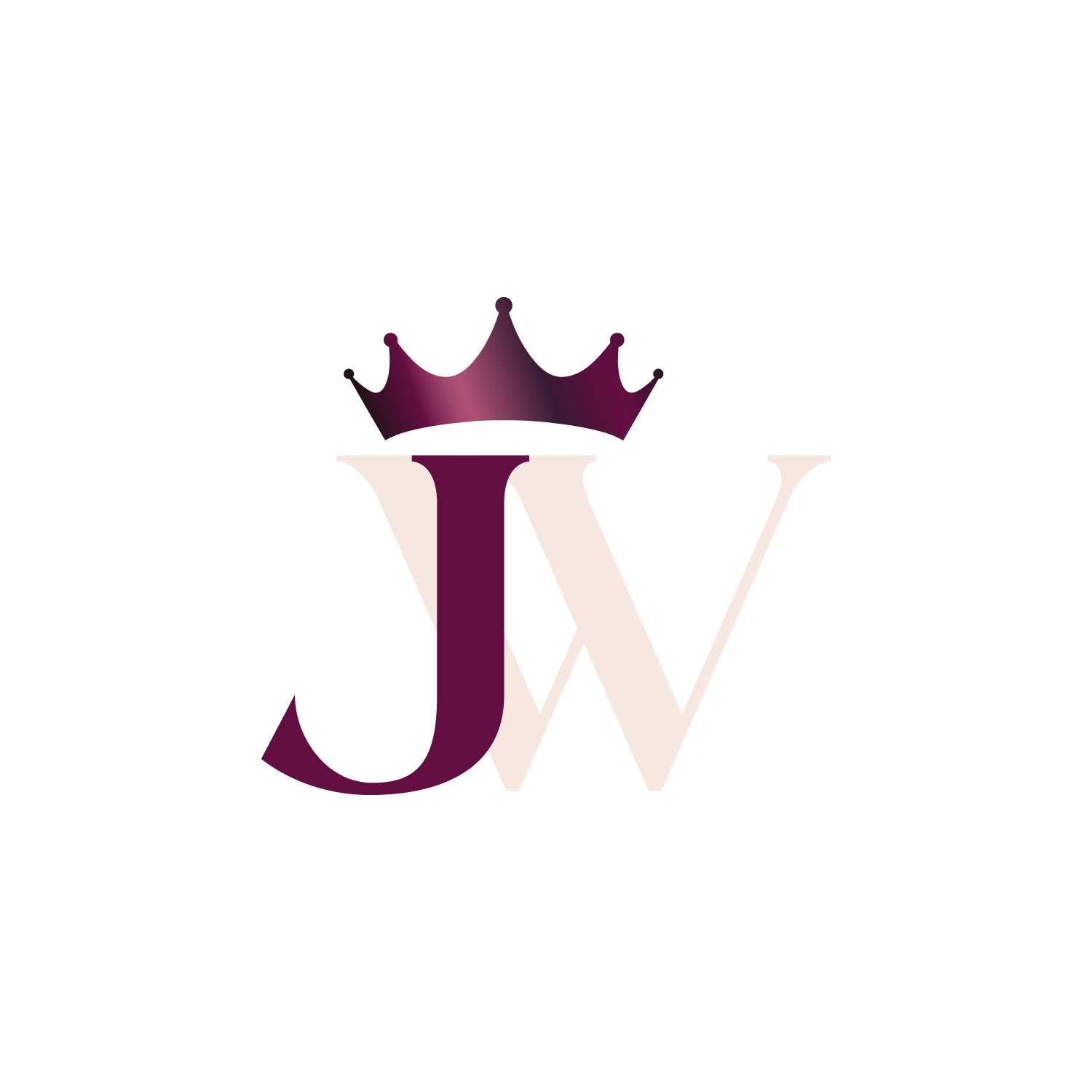 An abstract graphic with purple and white shapes, depicting a stylized figure with a crown above its head.