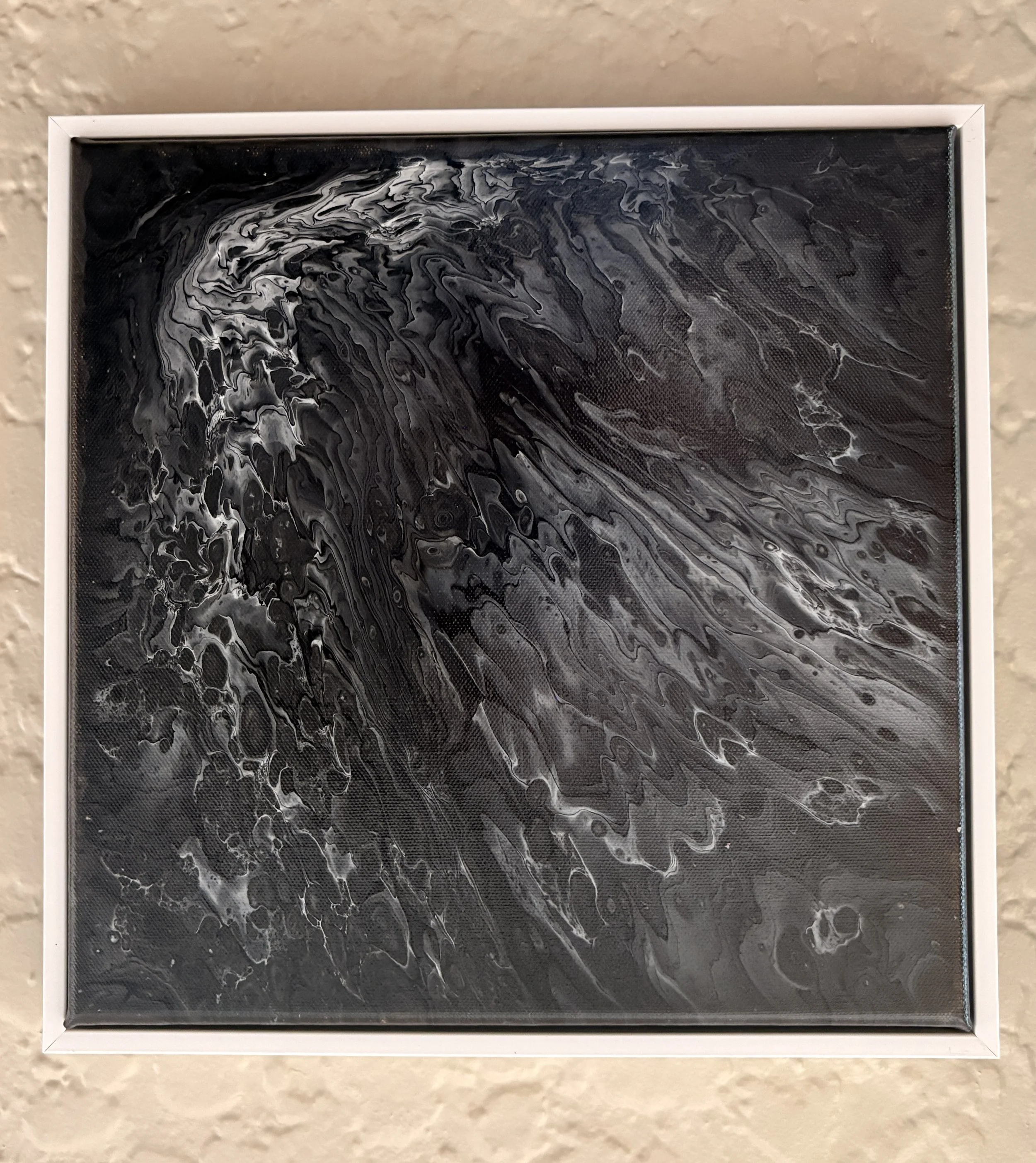 Fluid Art Painting - 12x12 Canvas - "Dark Matter" - Framed