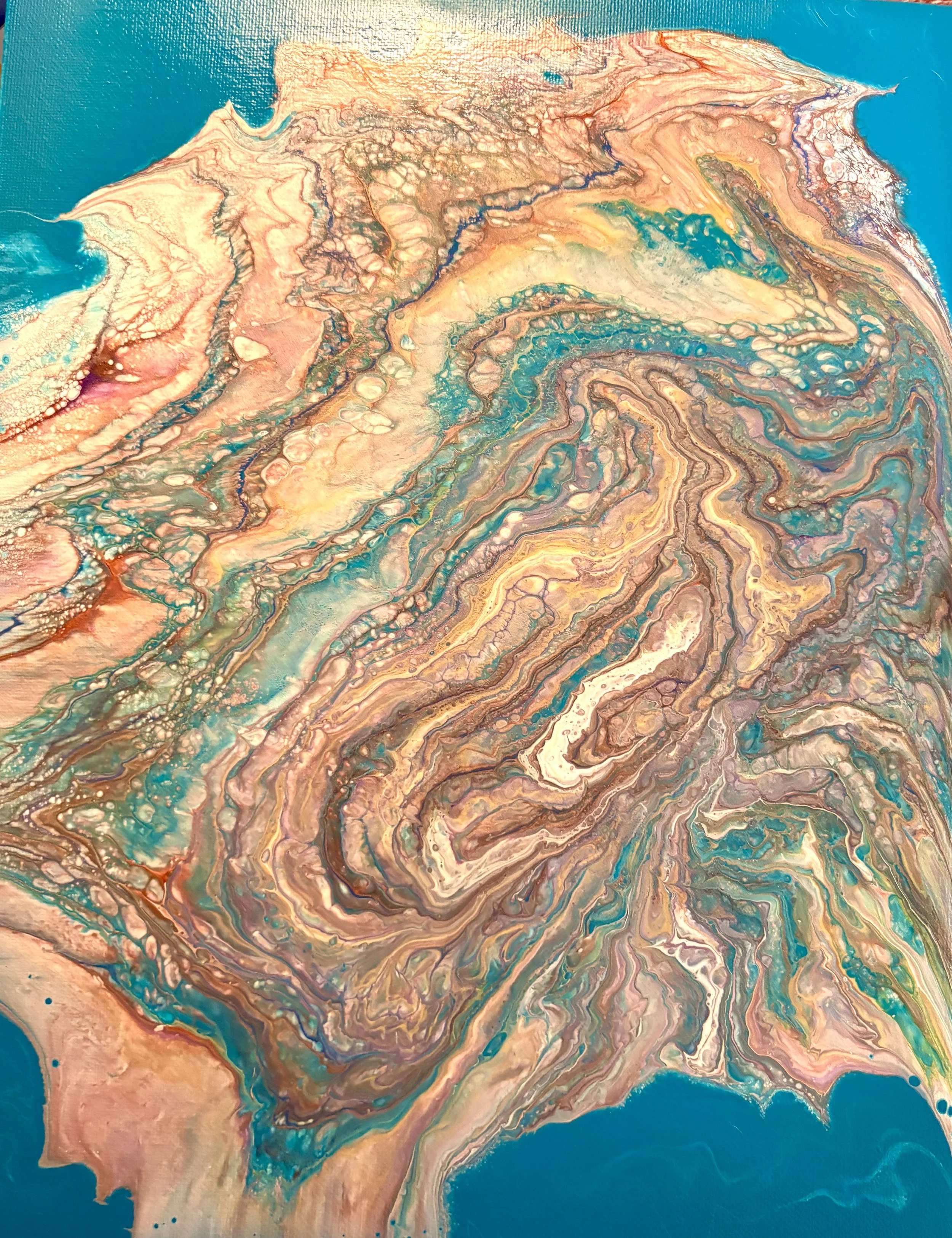 Fluid Art Painting - 11x14 Canvas - "Where Stone Meets Water" - Unframed