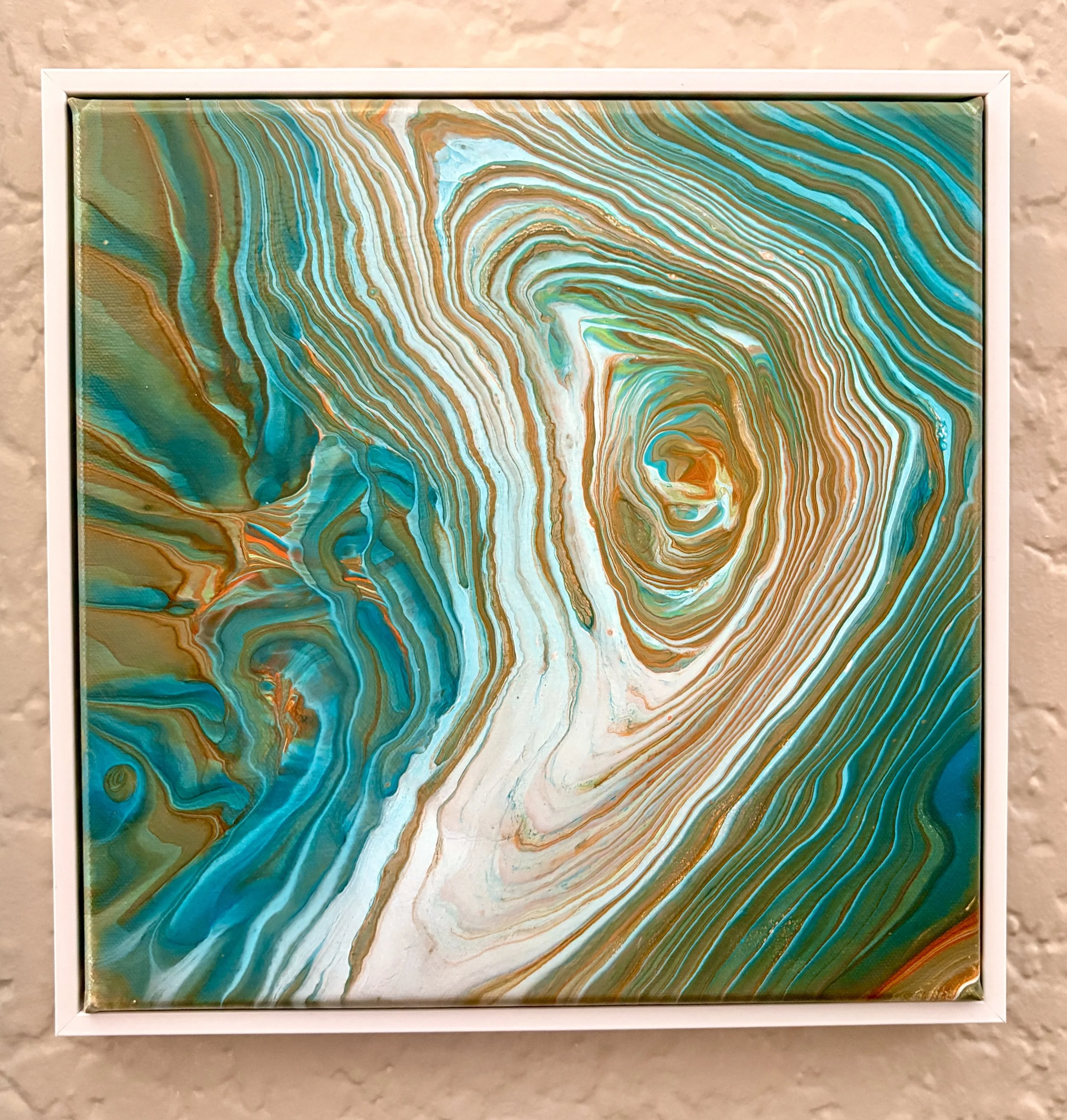 Fluid Art Painting - 12x12 Canvas - "Ten Thousand Rings" - Framed