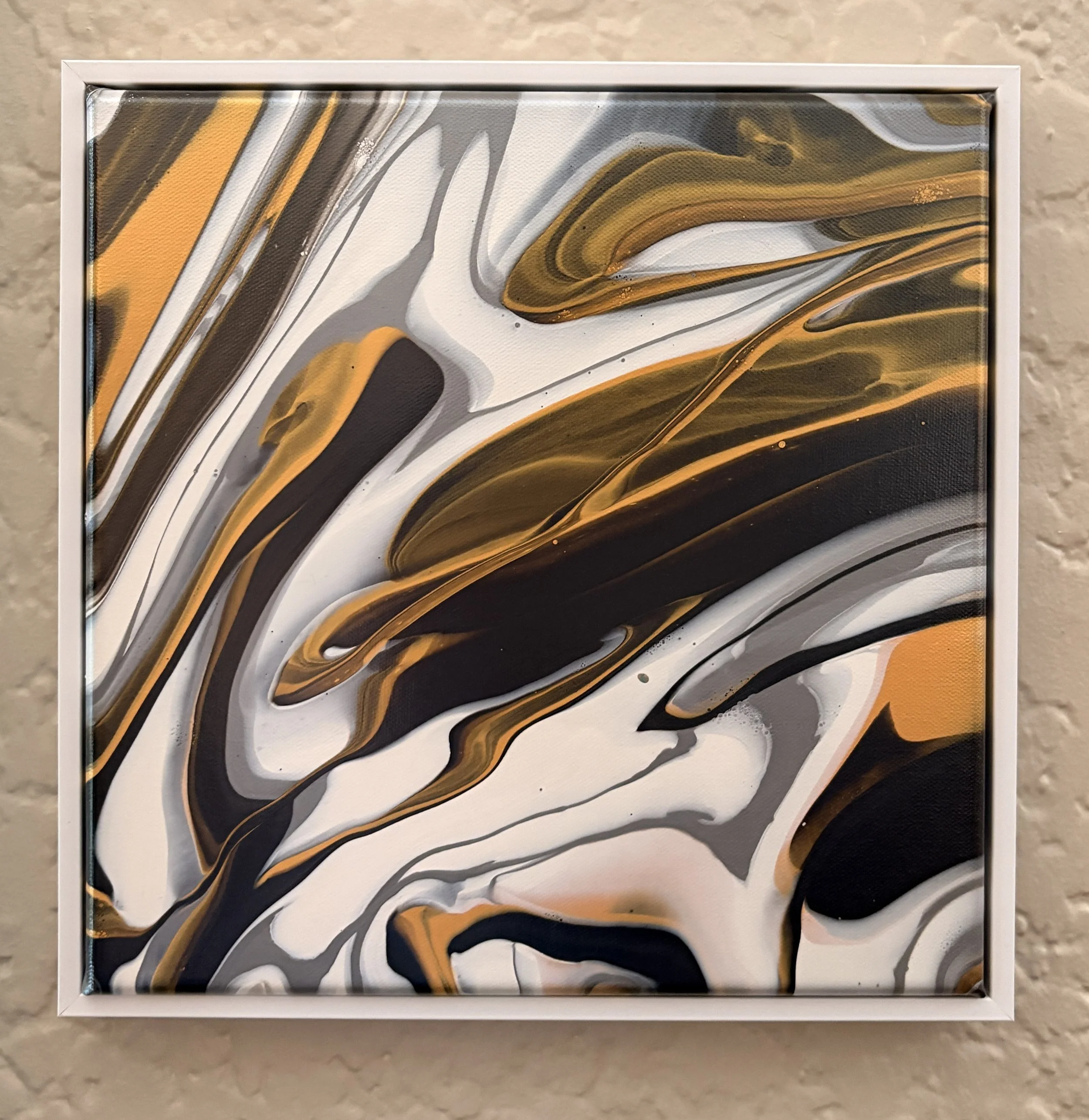 Fluid Art Painting - 12x12 Canvas - "The Middle Way" - Framed