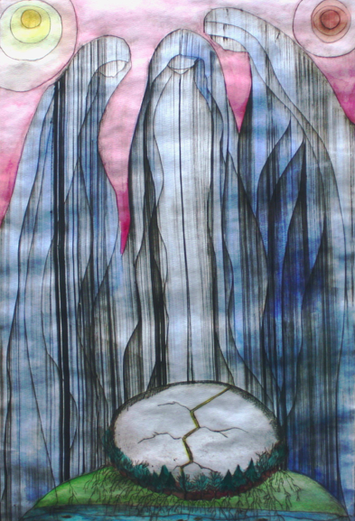 Sky Mothers, 1994 - Hand-colored Etching