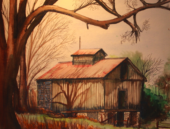 Barn, 1976 - Watercolor, Pen and Ink