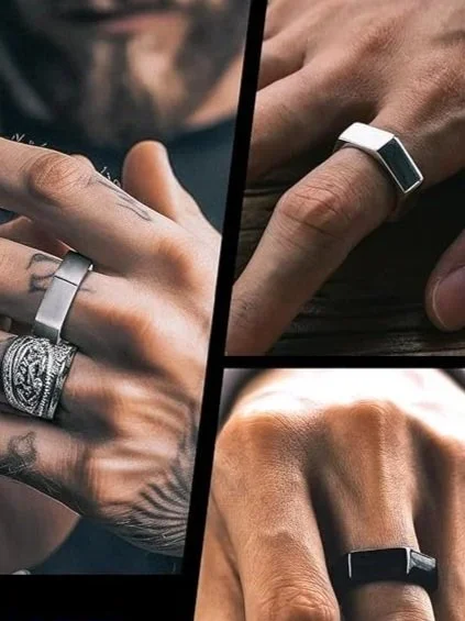 Crafted from stainless steel with a distinct hexagon silhouette, this ring brings a clean architectural edge to a classic form. Its smooth, polished finish keeps the design minimal, while the geometric structure adds quiet definition. It sits comfort