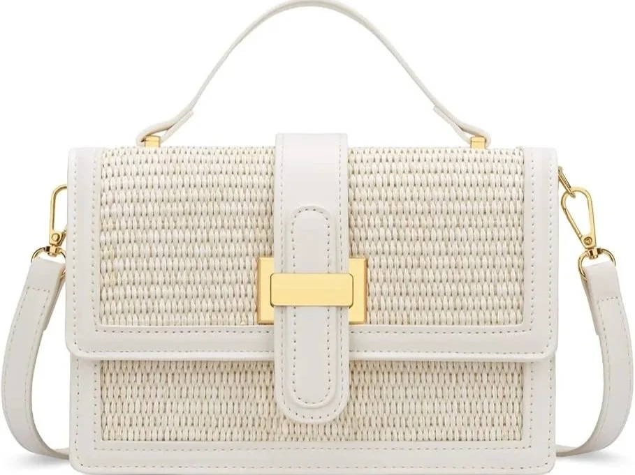 This straw purse captures the ease of a European summer escape. Its woven texture feels organic and refined, while the structured top handle and crossbody option lend quiet versatility. From seaside lunches to late afternoon wanderings, it carries th