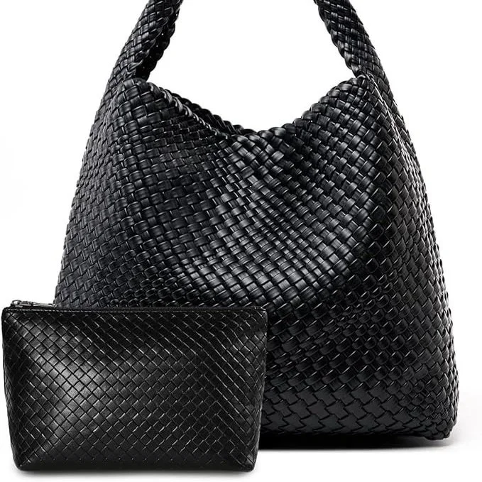 A study in texture and scale. This large woven tote brings depth to the everyday with its interlaced leather, catching light with every movement. Spacious yet composed, it carries what you need. Perfect for days that drift from city streets to slow, 