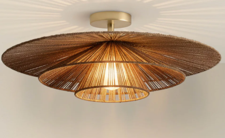 Sammie Tier Rattan Flush Mount Light
An elegantly tiered silhouette that offers a multi-dimensional play of light and shadow through hand-woven rattan
