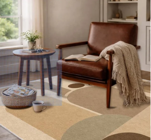 Bring a calm Bauhaus Inspired retro touch to your home with the Neutral Blocks area rug. Designed with soft beige, taupe, greige, muted sage, rounded geometric blocks, and a clean printed finish, it adds gentle mid-century style to any room. Pair it 