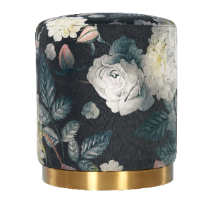 Moroccan influences, contemporary patterns, and brushed metal make for one perfectly stylish piece. A richly upholstered velvet ottoman that brings softness and a bit of glamour into the mix, the kind of statement seating piece an eclectic room build