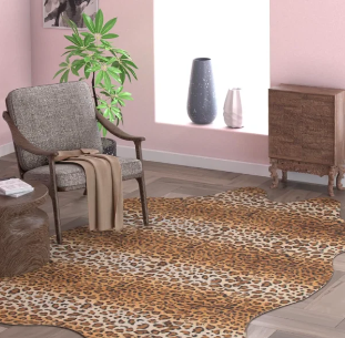 A bold animal print rug that brings in pattern and a touch of the unexpected, exactly the kind of layering that makes eclectic spaces feel alive. Paired against checkerboards, stripes, or florals elsewhere in the room, it adds texture and a little wi