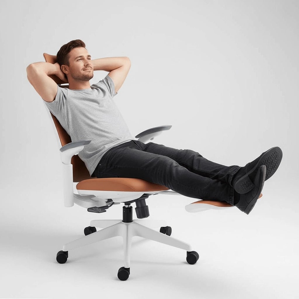 A quality ergonomic chair with a 4D armrest? Meet the chair that works as hard as you do, and knows when to stop.
Vegan leather that means business, a 125° recline that means it, and a 3D headrest that remembers your spine exists. The Sunaofe executi