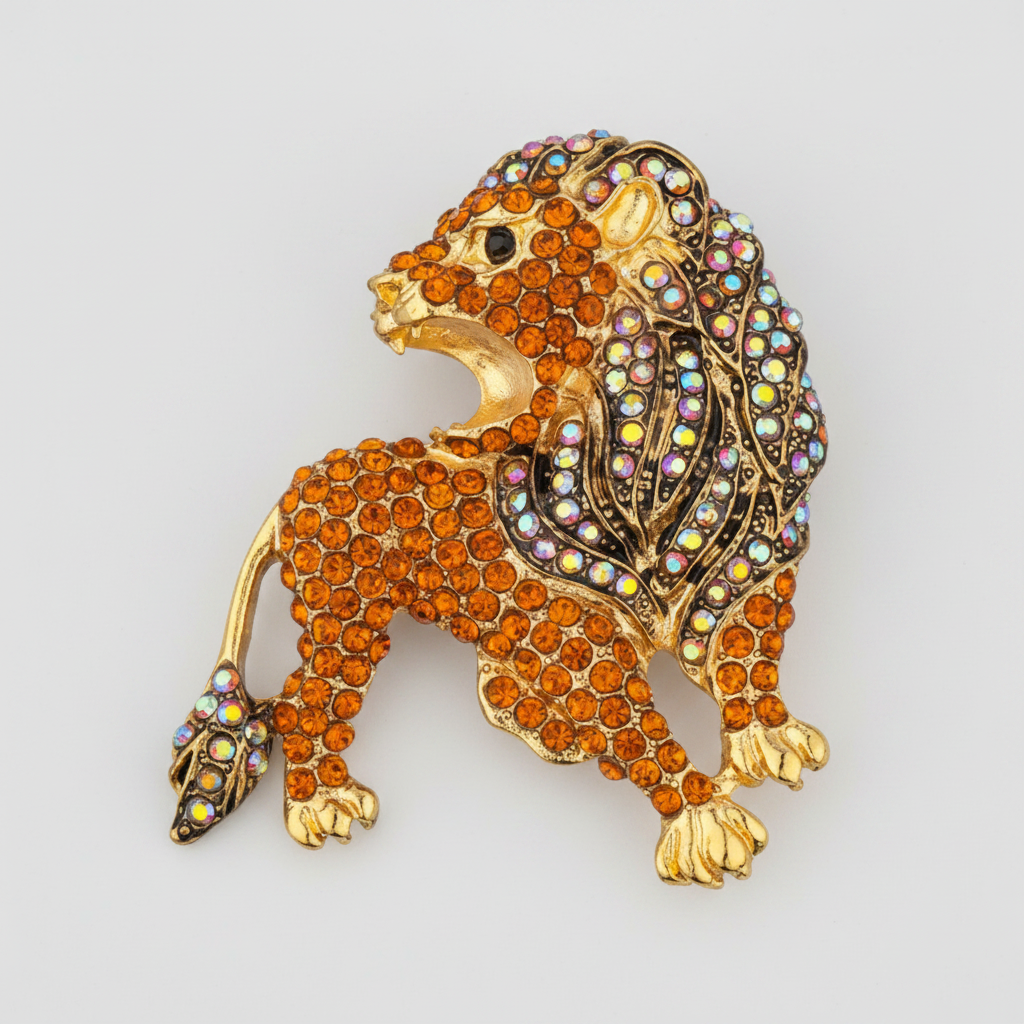 Champagne_Color_Rhinestone_Lion_Brooch on Gray Background.png