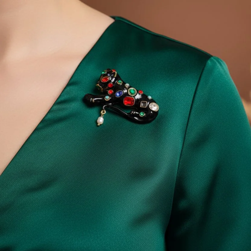 Black Leopard Elegance Brooch